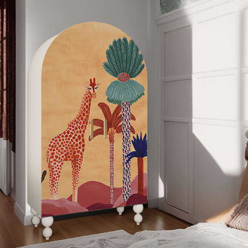 Garde-robe arquée moderne à double porte, Ivoire blanc