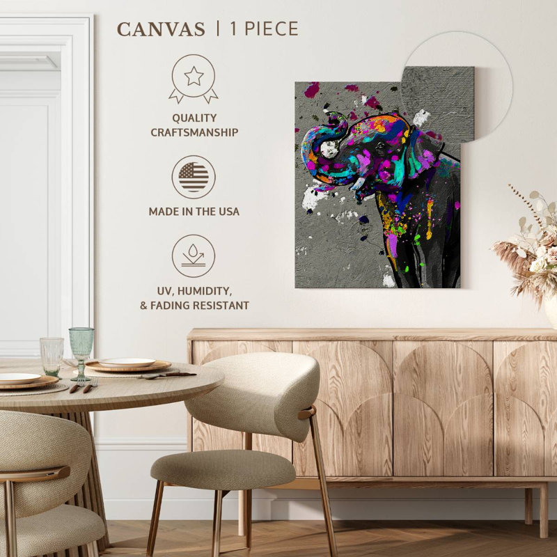 Elephant Abstract Canvas Print, 32" H x 40" W x 1.25" D