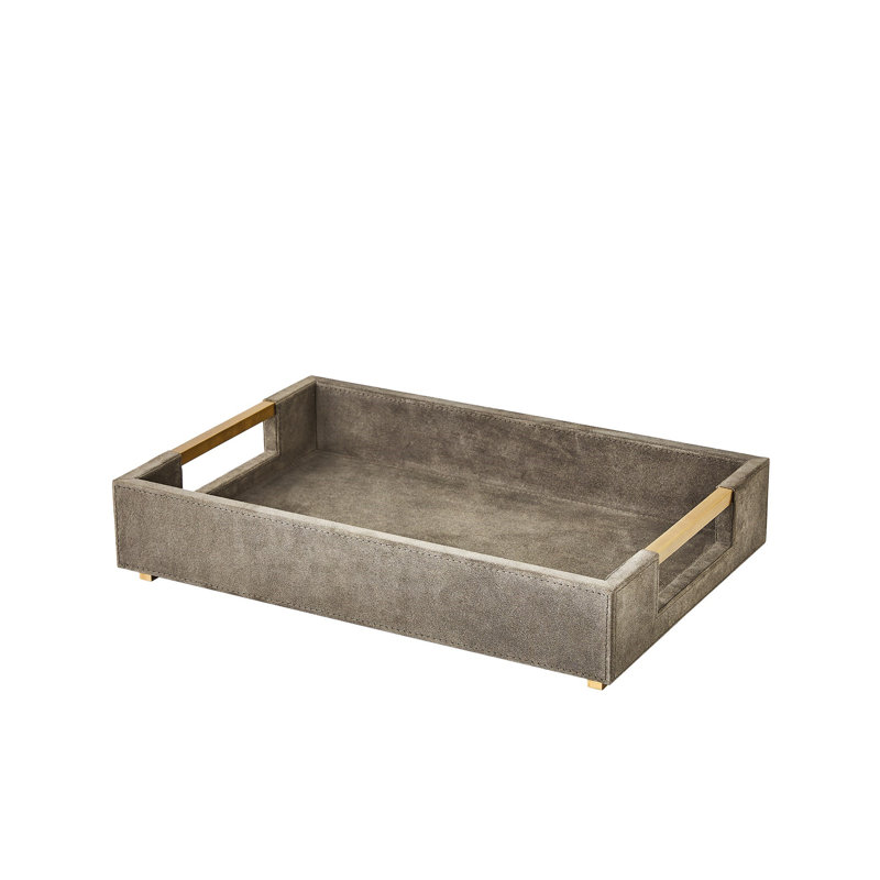 Posh Tray-Grey Suede-Lg, 3.75" H x 18" W x 12.5" D