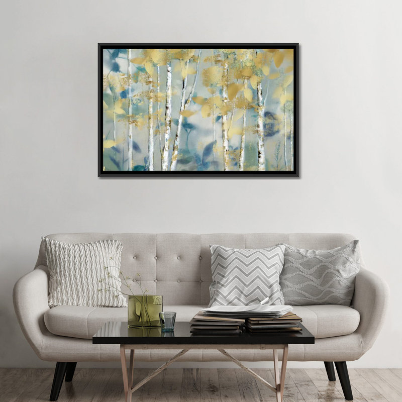 « gilded forest i », reproduction sur toile, H 18 po x l 26 po x P 1,5 po, Toile avec cadre flottant noir, Pas de tapis