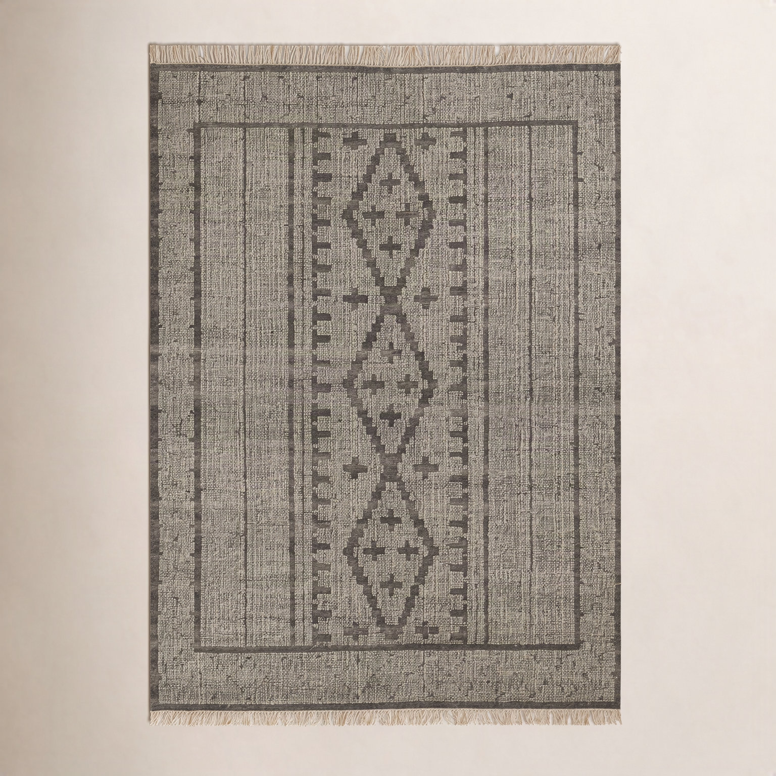 Messina Gray Brown Hand-Woven Wool Rug, Rectangle 9' x 12'
