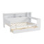 Wooden Full Size Daybed With Storage Shelves, Multi-Functional Bed With Two Storage Drawers And  Study Desk, Antique White-934070443