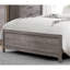 Lit simple avec finition brune et grise et tête de lit tapissier en similicuir brun gris-122239379
