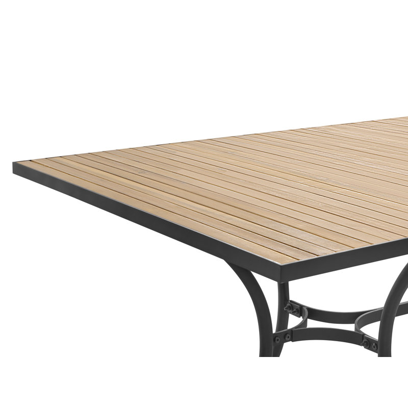 Cecilija Rectangular Acacia Solid Wood Steel Outdoor Dining Table - 160 cm W 90 cm D