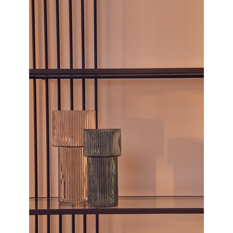Demekia Glass Table Vase, Gray, 25cm H x 12cm W x 12cm D