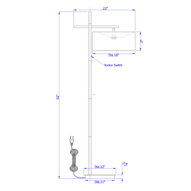 Lampe sur pied traditionnelle 62 po Laval