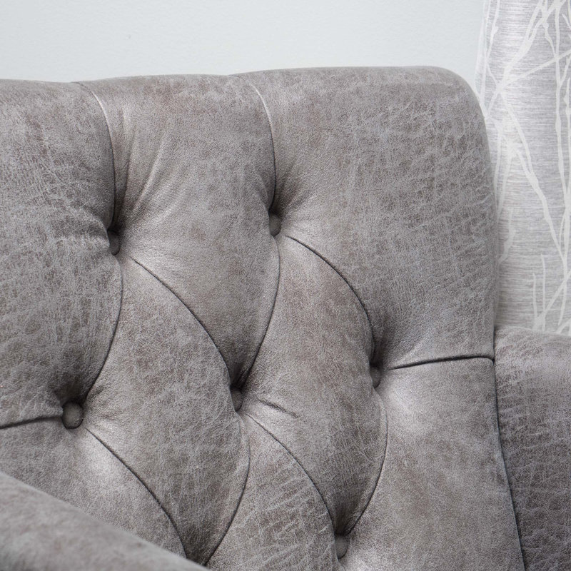 CHAISE CLUB TUFFÉE PAR HARRISON, Slate Microfiber/Microsuede, Noir
