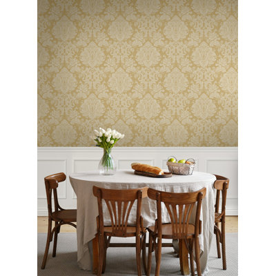 Seabrook Designs Metallic Pacey Medallion Damask Unpasted Wallpaper