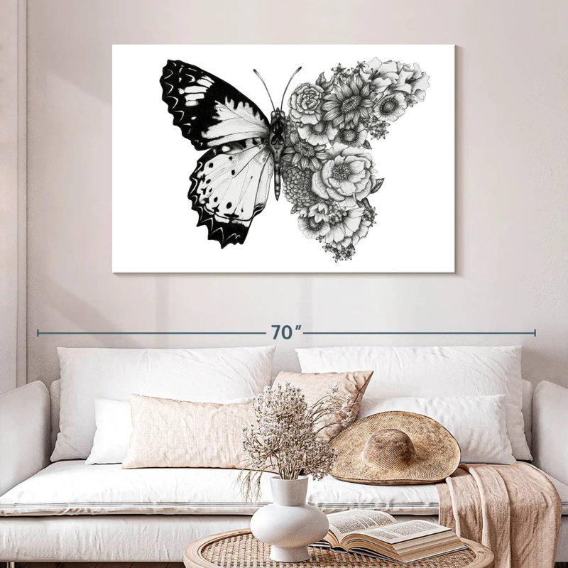 Brampt papillon en fleurs I, H 32 po x l 48 po