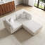 Canapé modulaire rembourré 3 pièces en velours côtelé beige avec dossier et repose-pieds amovible-575139266