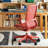 40.94″ Modern Minimal Red Ergonomic Chair, Mesh Lumbar Support Swivel Office Chair