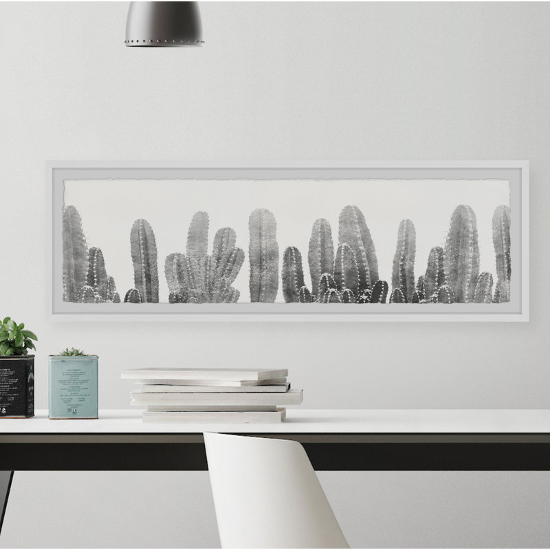 «Misty Cactus», reproduction de photo panoramique sur papier encadrée, H 10 po x l 30 po