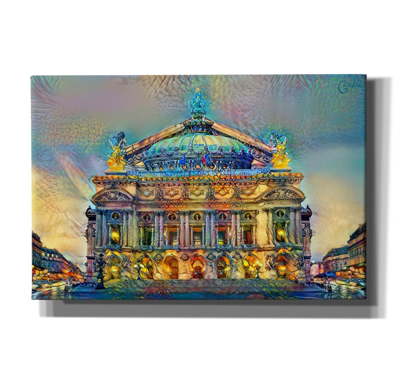 «Paris France Opera Garnier» par Pedro Gavidia, art mural sur toile, L 18 po x H 12 po
