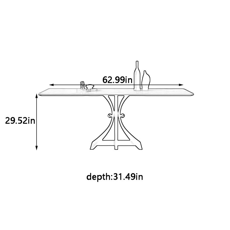 Table de salle à manger simple, H 29,52 po x L 62,99 po x l 31,49 po