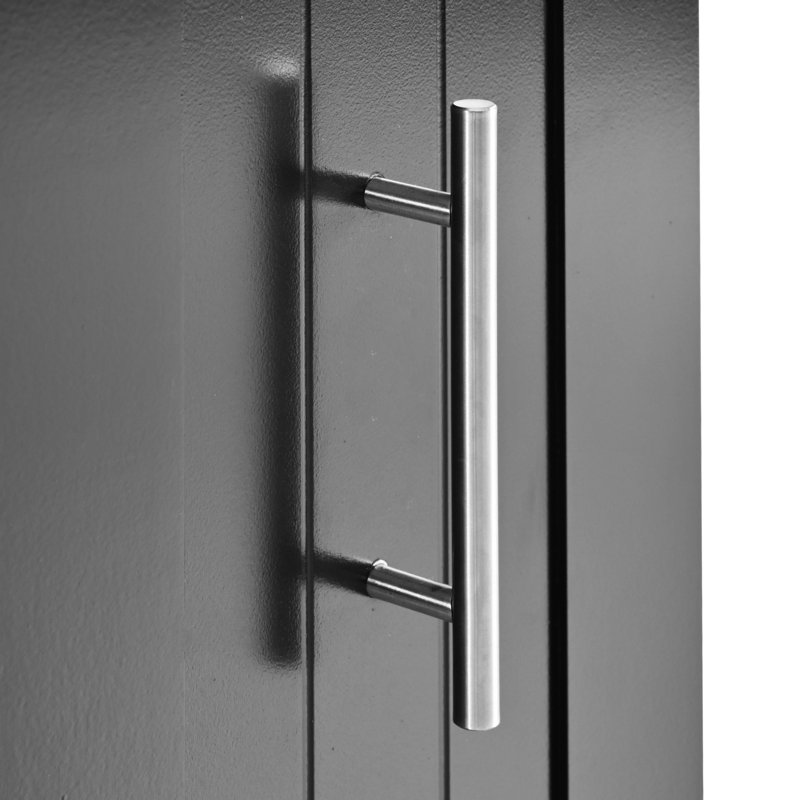Îlot de cuisine avec armoire coulissante à 3 niveaux et tablettes réglables, grand chariot polyvalent noir à 5 roulettes - organisateur de rangement,