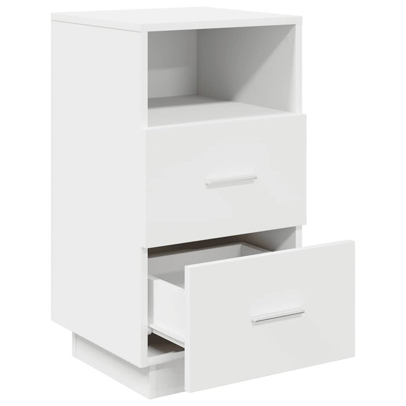 Kizzie 36cm W Manufactured Wood Bedside Table, White, Set of 2