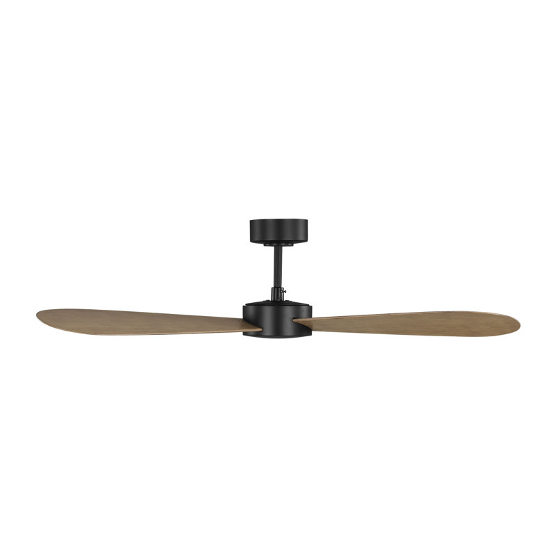 Visual Comfort Fan Paddle Smart 52 Indoor Ceiling Fan with Threaded Downrod, Matte White ABS blades and Handheld Remote, Oak