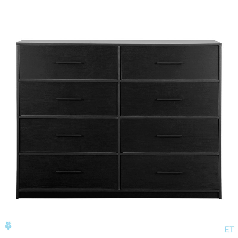 Commode 8 tiroirs avec grands tiroirs en tissu, Noir