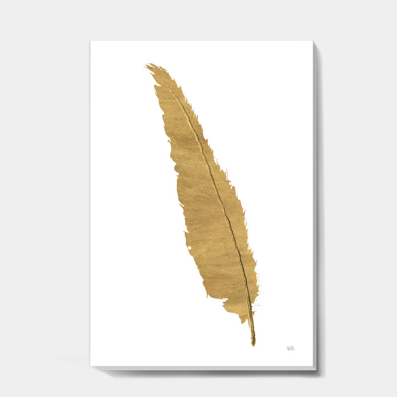 Glam Pure Gold Feather I - reproduction d'art sur toile, H 20 po x l 12 po x P 1po, Toile tendue