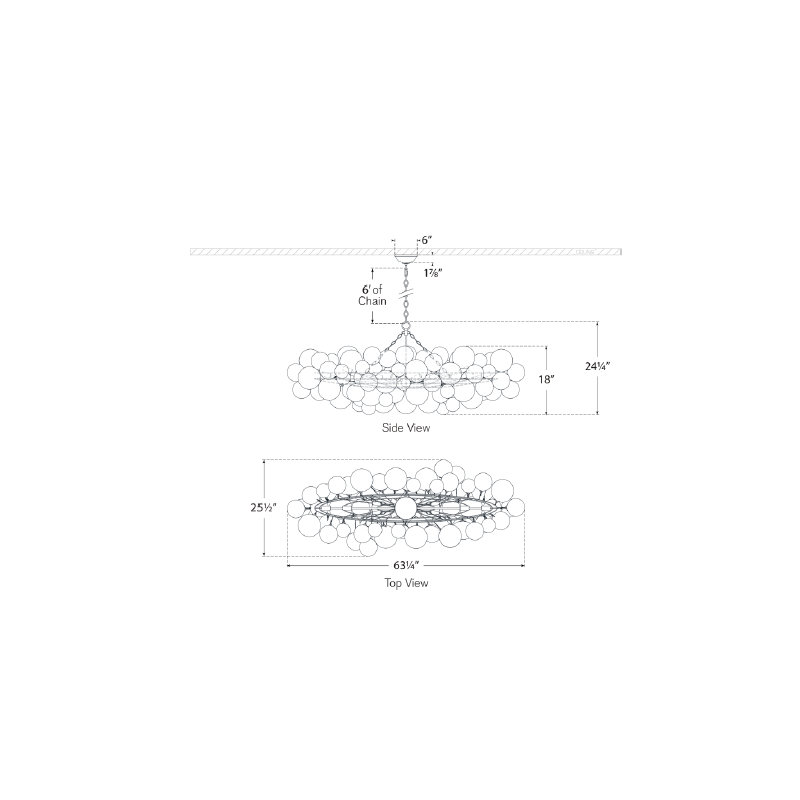 Julie Neill Talia Large Linear Chandelier, Plaster White