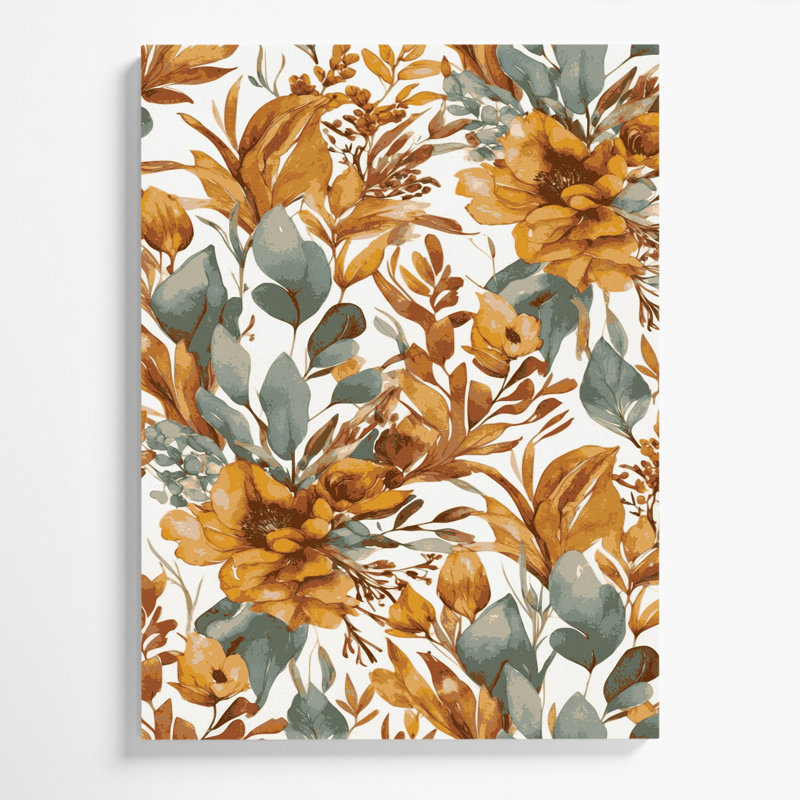 "Watercolor Floral" 59, art mural sur toile brune, H 8 po x l 10 po