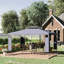Auvent pour pavillon de jardin 10 po x 13 pi avec double toit, structure en acier, gris