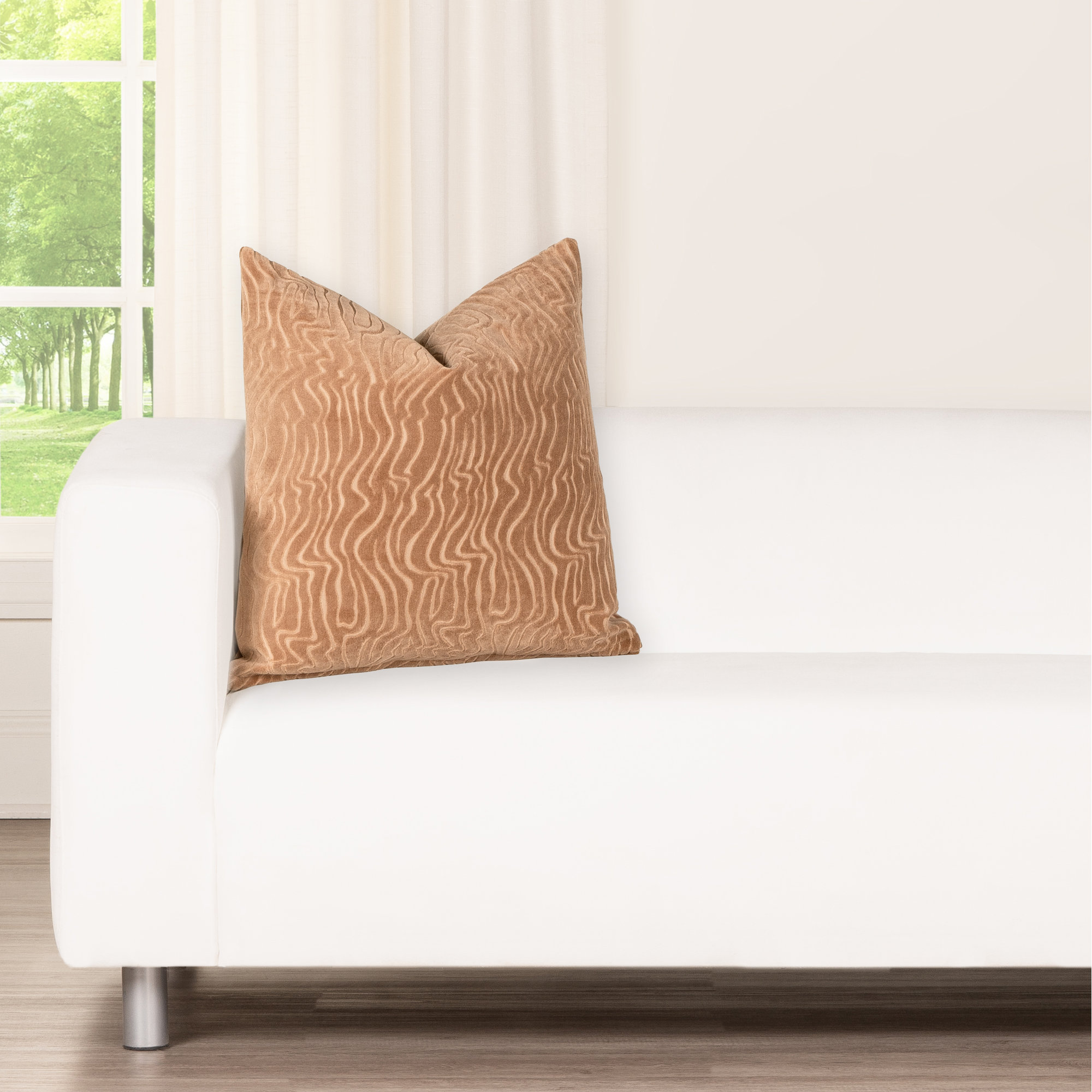 Prudence Cream 20" x 20" Throw Pillow, Red, Square 20", Feather