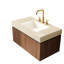 Comptoir en pierre frittée de 36 po à motif avec lavabo rectangulaire encastré en céramique, trois trous de robinet standard, trou de trop-plein, conception épaissie pour la durabilité, couleur principale beige, profondeur 35,32 po, 18,89 po