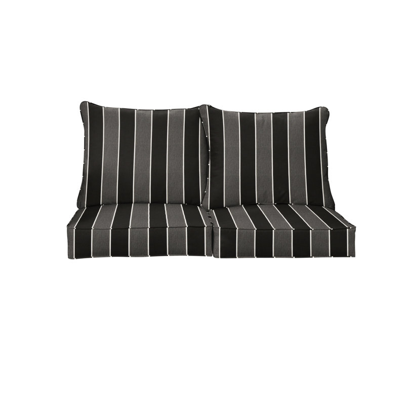 Sunbrella Outdoor Loveseat Pillow and Cushion Set, 23 in W x 25 in D x 5 in H, Sunbrella - Peyton Granite