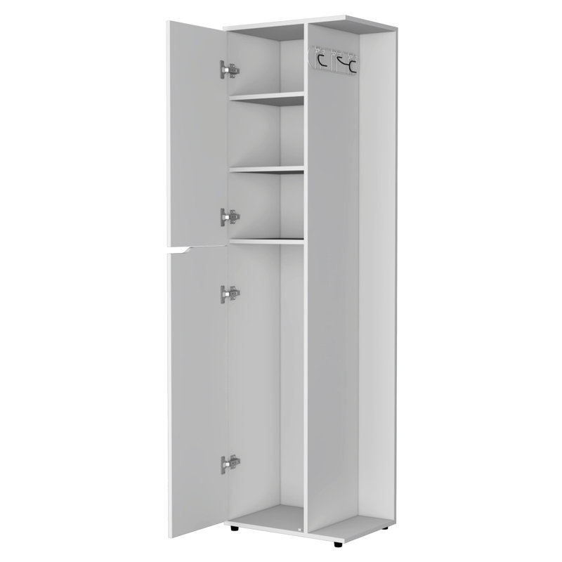Armoire autoportante blanche avec rangement efficace offrant un design fonctionnel de qualité