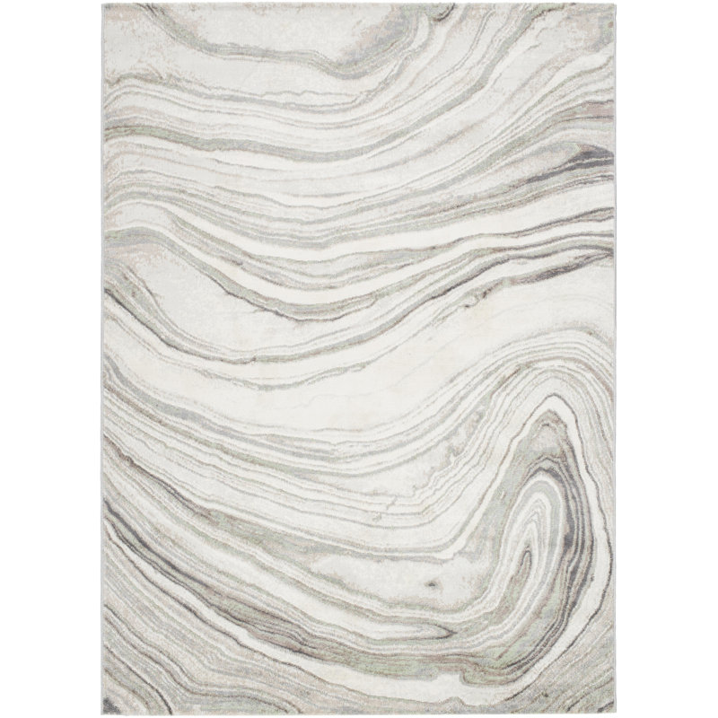 Rectangle Cahla Machine Woven Polypropylene Area Rug in Cream, Rectangle 5'3" x 7'1"
