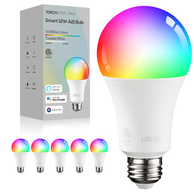 A21 LED Smart Light Bulb 60W Eqv., Multi-color Alexa App Control E26/Medium Base
