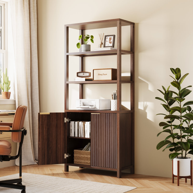 Walnut 2-Door 6-Shelf Display Cabinet, Walnut