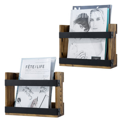 Porte-revues mural en bois 2 pièces