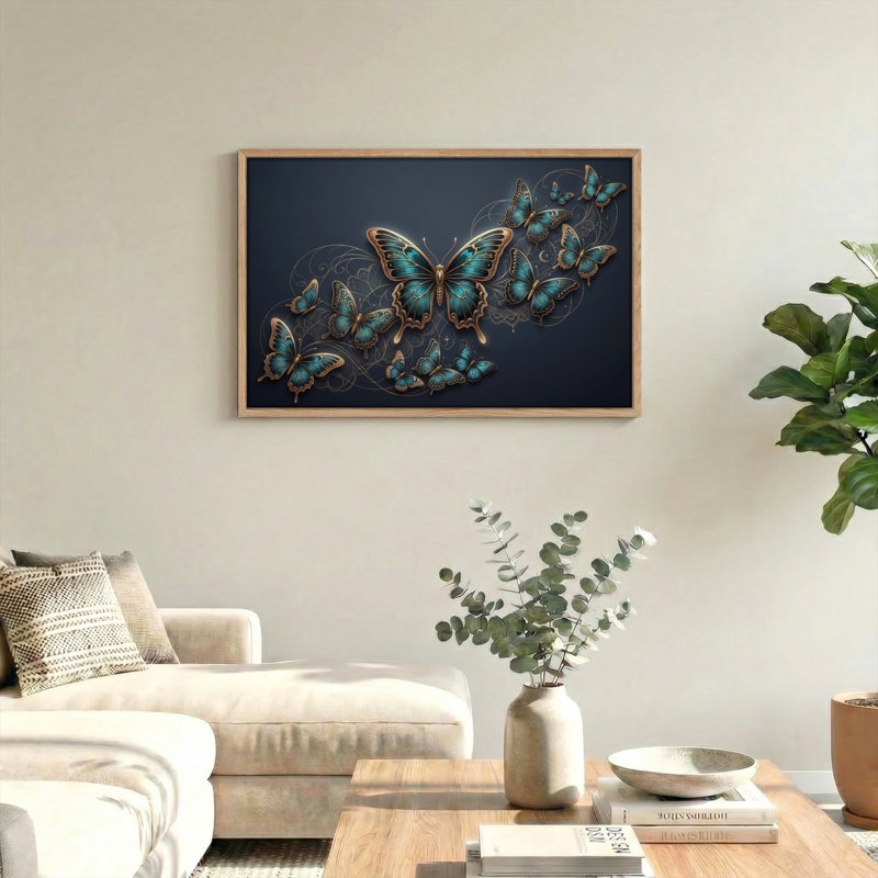 Ensemble de 1 tableau sur toile papillon, H 28 po x l 40 po, Natural