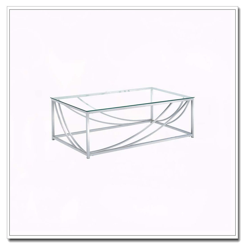 Table basse en verre et chrome avec pieds en métal Brianne