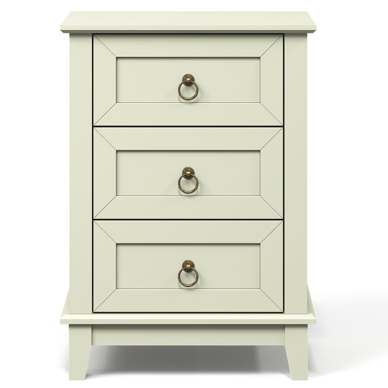Modern 3-Drawer Wooden Nightstand, Light Green