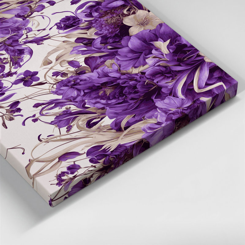 «Abstract Florals 63», art mural sur toile mauve, H 14 po x l 11 po
