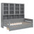 Wooden Daybed With Glass-Door Storage Cabinets, Built-In Led Lighting And Shelves-232889883-232889882
