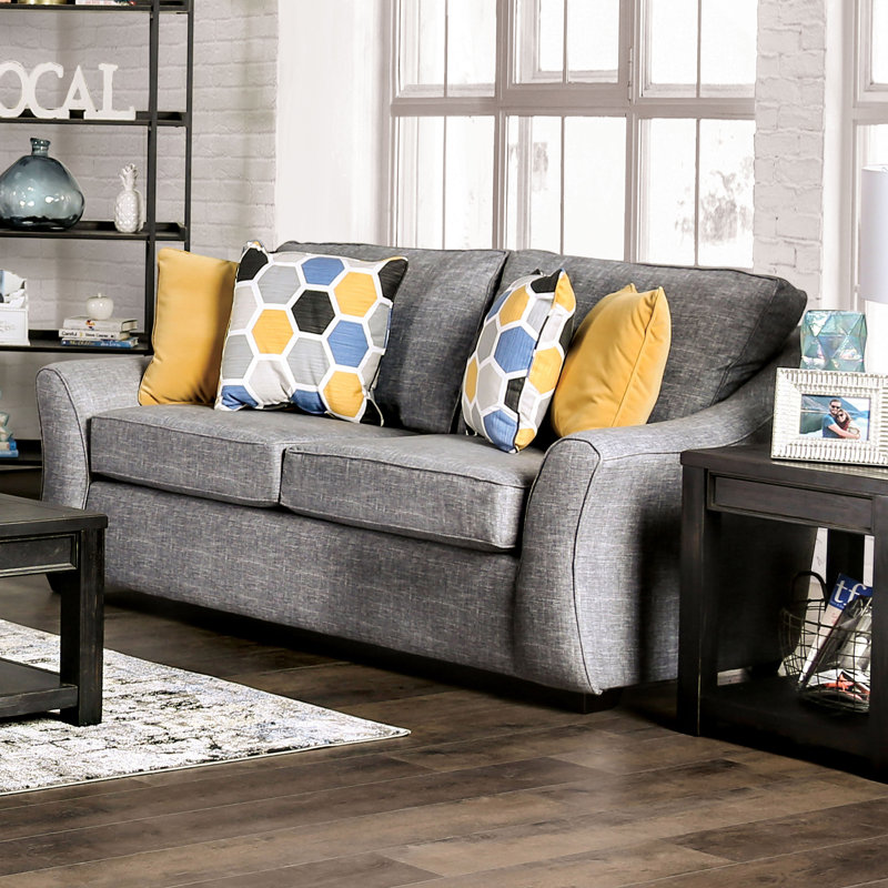 Upholstered 74'' Loveseat, Light Gray 100% Polyester