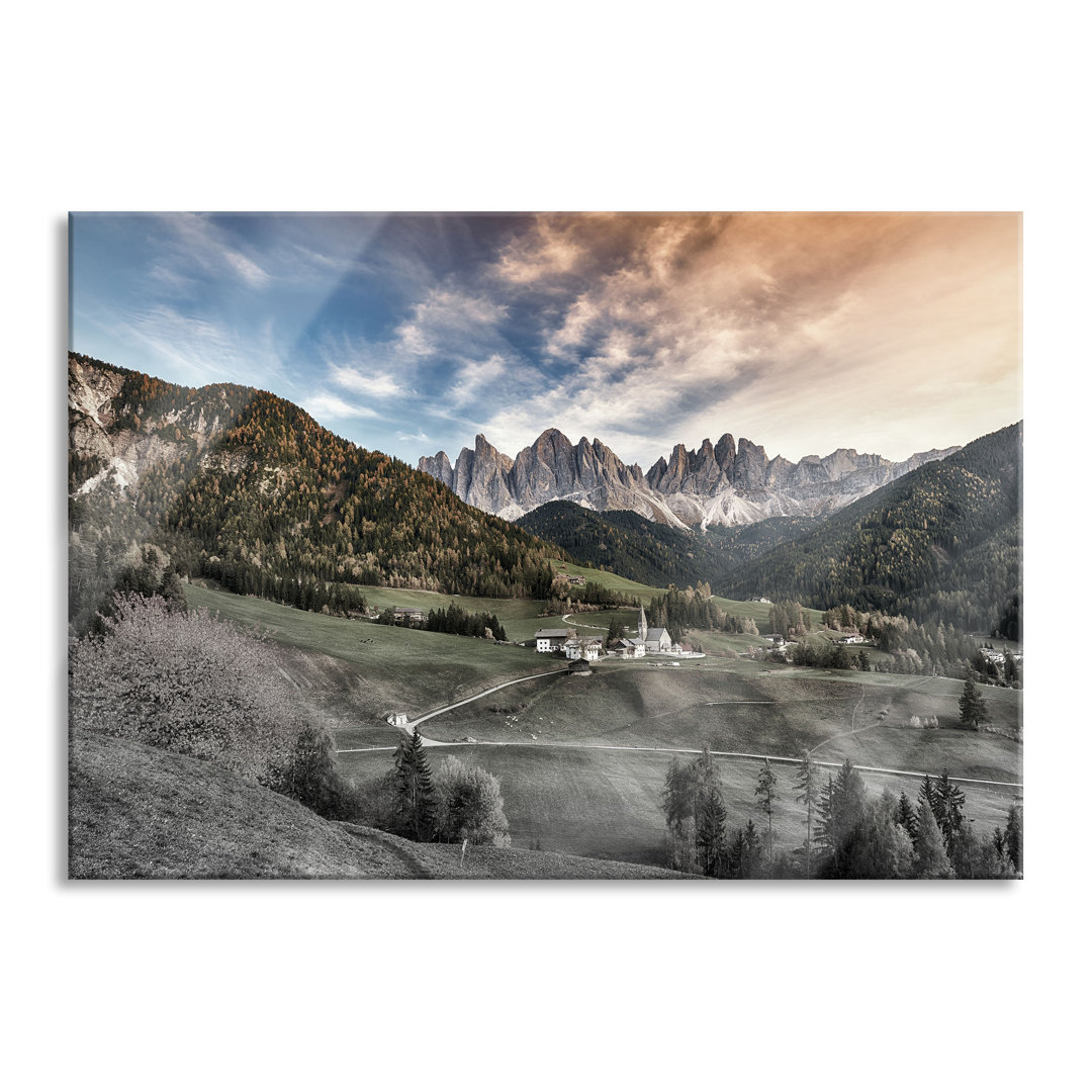 Glasbild Herbstliche Landschaft in den Dolomiten, Detail