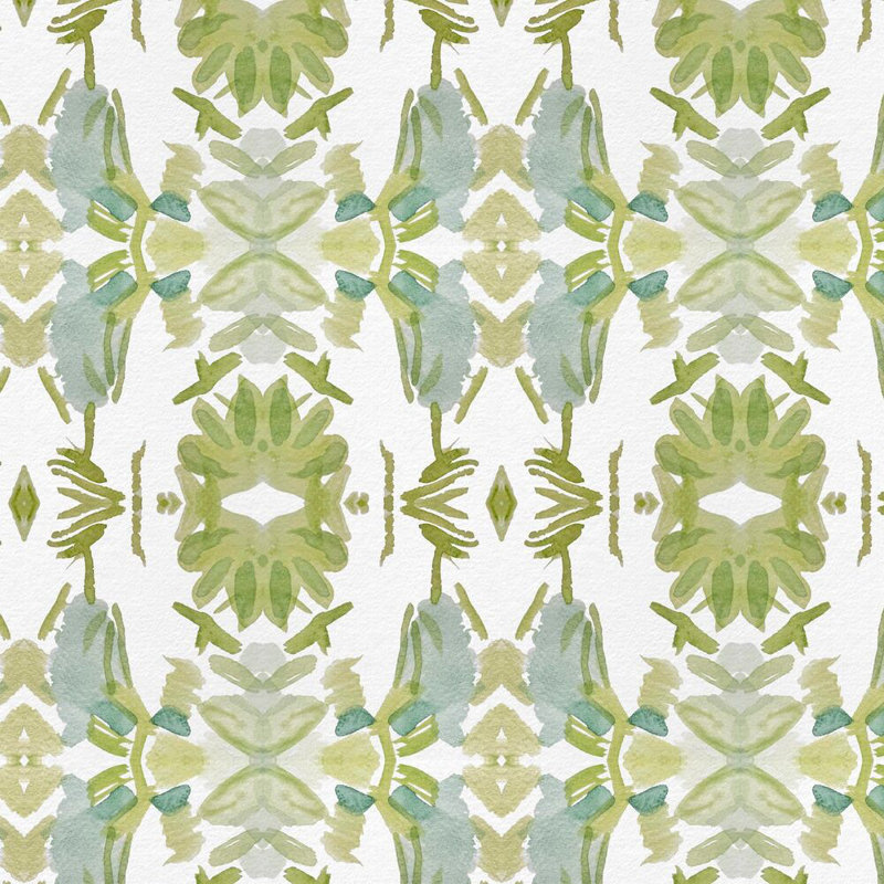Wildflowers I Small Repeat Luxury Throw Pillow, Apple Green Floral, 22"H x 22"W