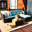 Ensemble de conversation pour patio en rotin 5 pièces avec repose-pieds et table basse-1077513837