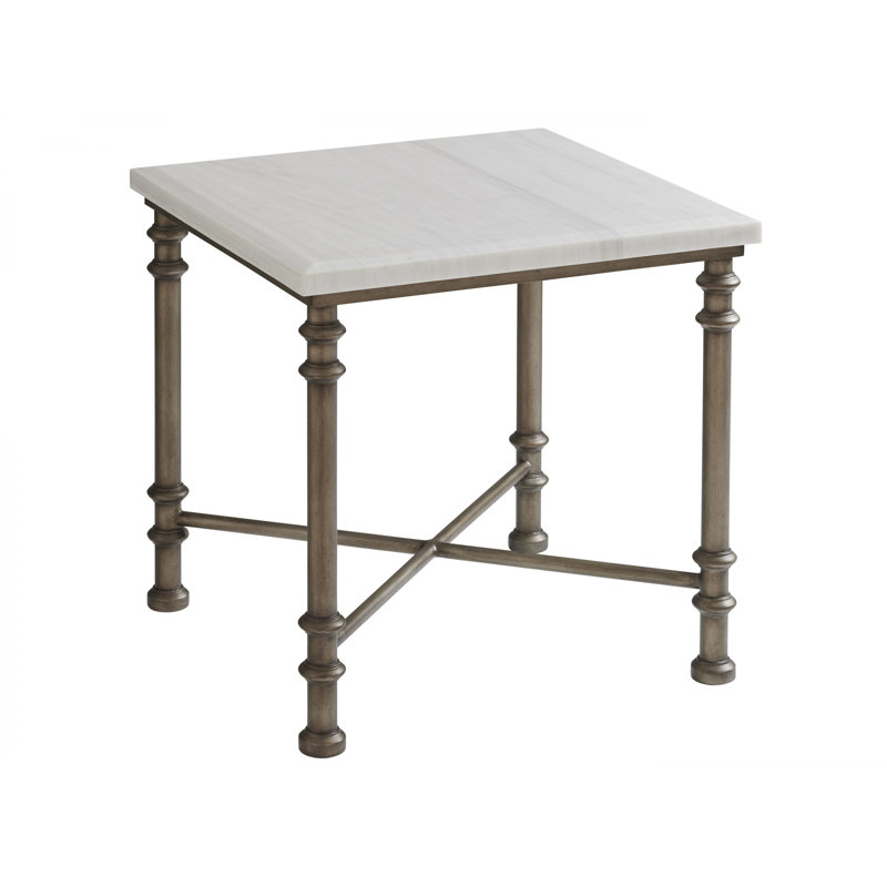 Flagler Square Marble Top End Table