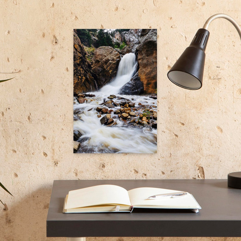 «Rush Mountain Waterfall Peaceful Serene Tranquil Forest Landscape», reproduction d'art murale, H 18 po x l 12 po