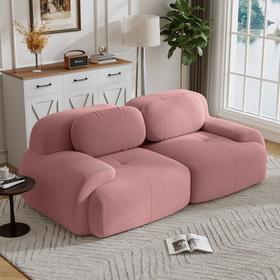 Boneless 82'' Loveseat Sofa In Luxurycorduroy Fabric Modular For Free Combo Separation Curved Armrests ,anti-slip Design High-resilience Sponge Fits Living Rooms Bedrooms Audiovisual Room