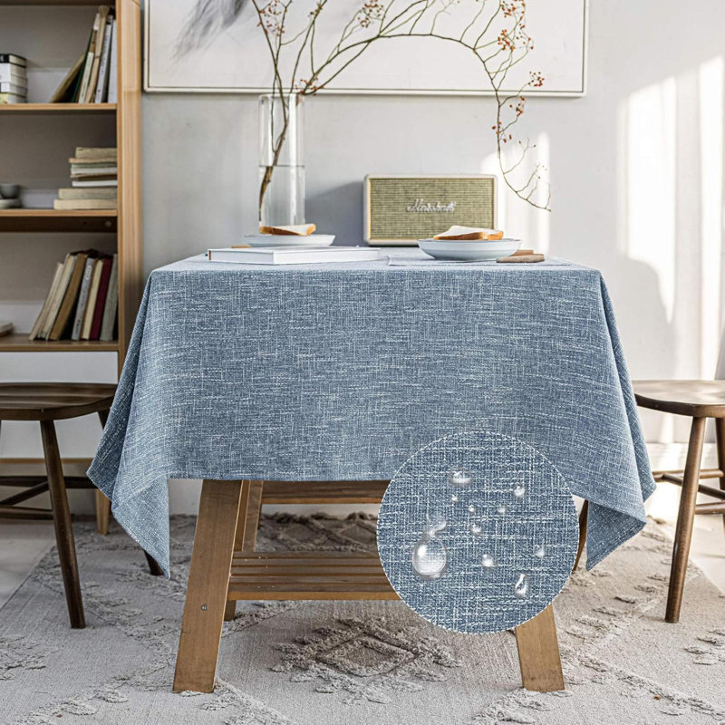 Nappe imperméable en lin, nappe rectangulaire pour salle à manger, housse de table intérieure et extérieure facile à nettoyer pour les soirées buffet et les banquets, infroissable