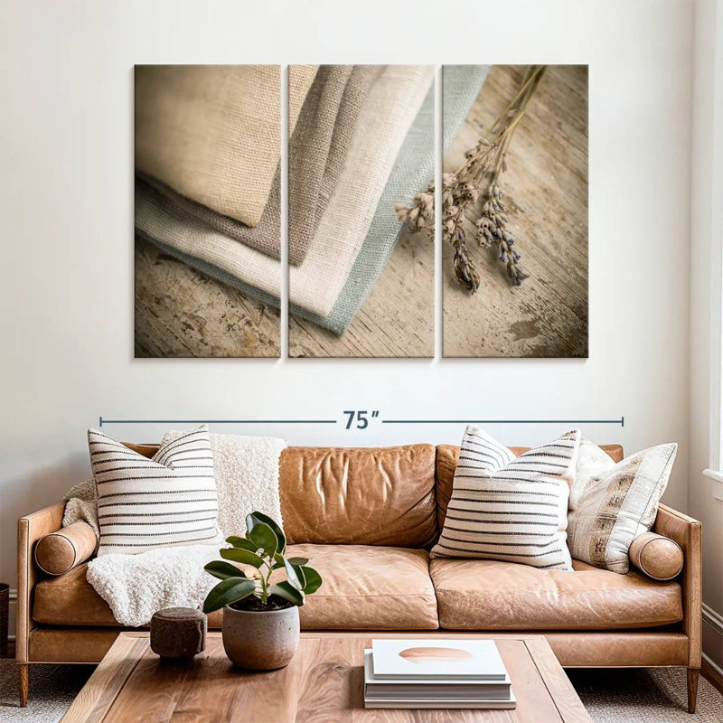 Senne Neutral Colored Fabrics, 42" H x 65" W