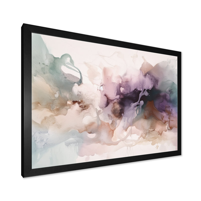 «Brown Abstract Delicate Marble III», reproduction d'art sur toile encadrée, H 16 po x l 32 po x P 1 po, Cadre photo noir