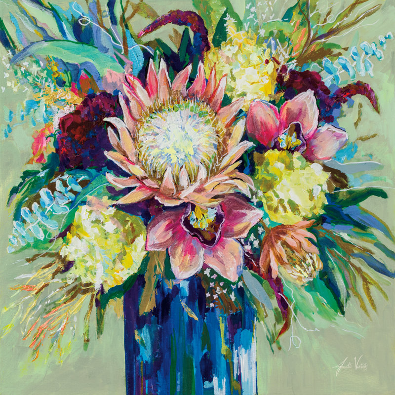 Marias Bouquet Sage by Jeanette Vertentes - Wrapped Canvas Painting, 122cm H x 122cm W x 3.8cm D